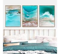 GOSRD Affiches sur toile minimalistes abstraites représentant des vagues de plage estivales, décoration murale moderne pour salon et maison (50 x 75 cm - 3 pièces)