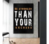 GOSRD Art mural « Excuses », motivation, gym, minimaliste, noir, soyez plus fort que vos impressions, photos, décoration de salon (50 x 75 cm)