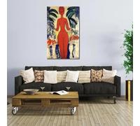 GOSRD Debout avec fond de jardin Amedeo Modigliani Peinture à l'huile sur toile pour femme Peinture Impression d'art Image pour décoration intérieure 50x70cm Sans cadre