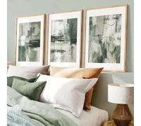 GOSRD Décoration murale, affiche vintage, peinture sur toile vert olive et sauge, impression abstraite, style moderne (40 x 60 cm - 3 pièces)