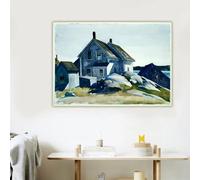 GOSRD Edward Hopper « Maison au fort, 1924 » Impression sur toile Peinture à l'huile Œuvre d'art Tableau Affiche d'intérieur Décoration intérieure (20x35cm/cadre intérieur)