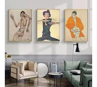 GOSRD Egon Schiele, croquis abstrait en couleur du corps, affiche murale, impression sur toile, tableau pour salon, décoration d'intérieur, 50 x 70 cm, 3 pièces, sans cadre