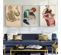 GOSRD Egon Schiele, croquis abstrait en couleur du corps, affiche murale, impression sur toile, tableau pour salon, décoration d'intérieur, 40 x 55 cm, 3 pièces, sans cadre