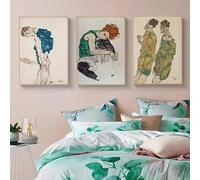 GOSRD Egon Schiele, croquis abstrait en couleur du corps, affiche murale, impression sur toile, tableau pour salon, décoration d'intérieur, 50 x 75 cm, 3 pièces, sans cadre