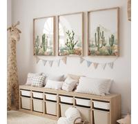 GOSRD Ensemble de 3 affiches sur toile représentant des cactus, idéales pour la chambre d'enfant ou le salon. Décoration murale désertique (60 x 90 cm - 3 pièces - sans cadre).