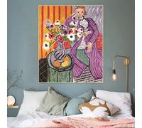 GOSRD Henri Matisse « Robe violette et anémones » Impression sur toile, peinture à l'huile, affiche, tableau mural, décoration de salon (30 x 40 cm)
