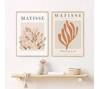 GOSRD Illustration abstraite d'Henri Matisse, tableau sur toile, style vintage, rose, décoration murale (70 x 100 cm - 2 pièces)