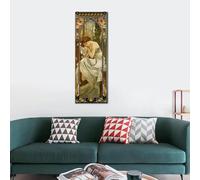 GOSRD Impression d'art murale nuit Alphonse Mucha peinture à l'huile portrait toile style moderne reproduction art pour décoration de hall 40x120cm sans cadre