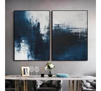 GOSRD Impression sur toile abstraite moderne bleu profond, décoration murale nordique, pour salon, 40 x 50 cm, 2 pièces, sans cadre