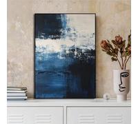 GOSRD Impression sur toile abstraite moderne bleu profond, décoration murale nordique, pour salon, 60 x 90 cm, sans cadre