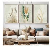 GOSRD Impression sur toile, affiche, art mural floral sauvage, décoration de chambre bohème, aquarelle, plantes vivantes de la pampa (50x75cm-3 pièces)