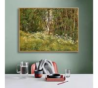 GOSRD Impression sur toile, arbre forestier, paysage champêtre vintage, art mural, affiche classique nature verte (35x50cm)