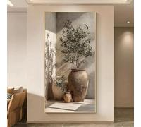 GOSRD Impression sur toile, art mural abstrait moderne, motif arbre doré et ciel étoilé, tons beiges (60 x 120 cm)