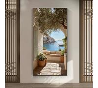 GOSRD Impression sur toile avec vue sur la mer, affiche décorative côtière moderne et minimaliste pour la décoration intérieure (40 x 80 cm/sans cadre)