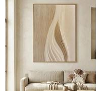 GOSRD Impression sur toile beige, peinture abstraite à lignes, art décoratif, décoration moderne et minimaliste pour salon et chambre (70 x 110 cm/sans cadre)