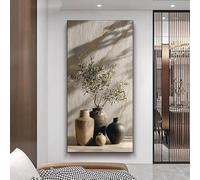 GOSRD Impression sur toile : Branches d'olivier dans des vases sur une table - Affiches - Décoration murale moderne (40 x 80 cm)
