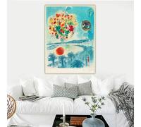 GOSRD Impression sur toile de Marc Chagall « Fleur et soleil », peinture à l'huile sur toile, œuvre d'art célèbre, affiche, image murale, décoration d'intérieur (70 x 100 cm)