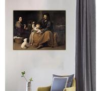 GOSRD Impression sur toile de Murillo « La Sainte Famille avec un chien » - Peinture à l'huile - Décoration murale (40 x 50 cm)