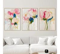 GOSRD Impression sur toile florale abstraite moderne, art floral botanique coloré, décoration murale pour chambre à coucher (30 x 40 cm, lot de 3)