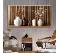 GOSRD Impression sur toile moderne abstraite représentant un vase, des plantes et des natures mortes, décoration murale, 80 x 160 cm, sans cadre