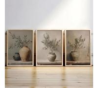 GOSRD Impression sur toile moderne avec plantes en pot, style vintage, pour salon, chambre à coucher, appartement, 30 x 40 cm, 3 pièces, sans cadre