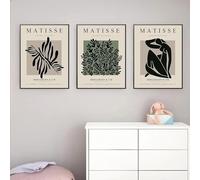 GOSRD Impression sur toile moderne de style Matisse, représentant des plantes, style minimaliste abstrait, esquisse au trait, pour la décoration du salon (60 x 80 cm - 3 pièces)