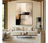 GOSRD Impression sur toile, peinture à effet visuel, noir et beige, art abstrait style wabi-sabi, décoration moderne (40 x 60 cm/sans cadre)