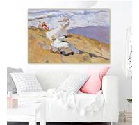 GOSRD Impression sur toile, peinture à l'huile de Joaquin Sorolla « Capturer l'instant », affiche, tableau, décoration murale (30 x 40 cm/cadre intérieur)