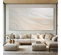 GOSRD Impression sur toile, peinture abstraite blanche, affiche murale imprimée, décoration moderne pour salon (55 x 110 cm)