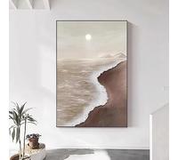 GOSRD Impression sur toile, peinture de paysage côtier, impression d'art minimaliste aux tons neutres, décoration murale pour salon ou couloir (50 x 70 cm x 1 / sans cadre)