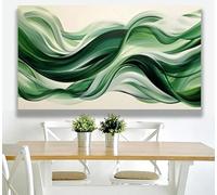 GOSRD Impression sur toile, peinture minimaliste, affiche avec ruban vert fluide, pour la décoration du bureau, de la maison ou de la chambre (40 x 80 cm, sans cadre)