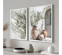 GOSRD Impression sur toile, peinture minimaliste, nature, botanique, olivier, affiche murale moderne pour la décoration du salon (70 x 100 cm - 2 pièces/cadre intérieur)