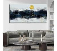 GOSRD Impression sur toile Peinture Nuit sereine Lune dorée Paysage Affiche Art de paysage naturel Décoration pour la maison ou la chambre (55 x 110 cm)