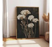 GOSRD Impression sur toile, peinture vintage de fleurs sombres rustiques, affiche de fleurs sauvages, art mural floral botanique pour la décoration intérieure (30x45cm)