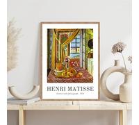 GOSRD Impression sur toile représentant des fleurs dans un vase, style Henri Matisse, décoration murale du milieu du siècle (40 x 60 cm)