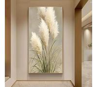 GOSRD Impression sur toile représentant des herbes blanches de la pampa réalistes, décoration murale naturelle pour le salon (60 x 120 cm)