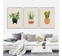 GOSRD Impression sur toile représentant un cactus à l'aloe vera, décoration d'intérieur minimaliste, 60 x 90 cm, 3 pièces, sans cadre