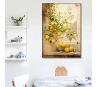 GOSRD Impression sur toile représentant un citronnier italien, un olivier, un paysage méditerranéen grec rétro, une affiche murale, une décoration d'intérieur, 30 x 45 cm, sans cadre