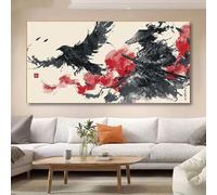 GOSRD Impression sur toile représentant un guerrier samouraï avec des corbeaux sur fond d'affiches - Art mural moderne pour la décoration intérieure (30x60cm)