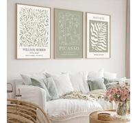 GOSRD Impression sur toile représentant un portrait géométrique abstrait de style bohème, affiche Matisse, décoration de chambre verte, 50 x 70 cm, 3 pièces, sans cadre