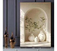 GOSRD Impression sur toile représentant un vase et une plante, décoration murale élégante pour salon et chambre à coucher, décoration intérieure sereine (50 x 75 cm)