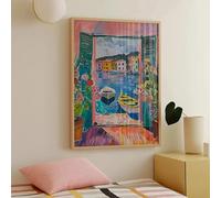 GOSRD Impression sur toile, reproduction d'une œuvre d'Henri Matisse, « Fenêtre ouverte », paysage marin coloré, art mural côtier pour la décoration intérieure (70 x 100 cm, sans cadre)