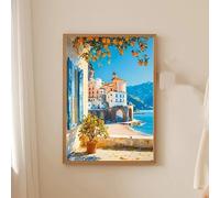 GOSRD Impression sur toile, style Henri Matisse, représentant une vue sur des fenêtres ouvertes et des citrons orange (35 x 50 cm). Décoration intérieure.