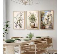 GOSRD Impression sur toile, style rétro, paysage d'olivier, affiches murales pour la décoration de la chambre, du salon et de la maison (50 x 75 cm - 3 pièces)