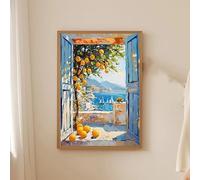 GOSRD Impression sur toile, tableau d'Henri Matisse représentant une vue sur des fenêtres ouvertes et des citrons orange (30 x 45 cm). Décoration intérieure.