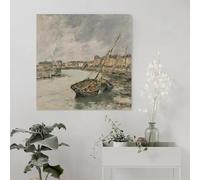 GOSRD Impression sur toile « Trouville, le port » par Eugène Boudin, décoration murale, 70 x 70 cm, sans cadre
