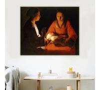 GOSRD Impression sur toile, œuvre d'art de Georges de la Tour « Nouveau-né », peinture à l'huile, affiche, décoration murale (50 x 70 cm, sans cadre)