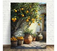 GOSRD Impression sur toile, œuvre d'art représentant un arbre aux citrons en pots, affiche vintage imprimée pour la décoration de la maison ou du bureau (70 x 100 cm/sans cadre)