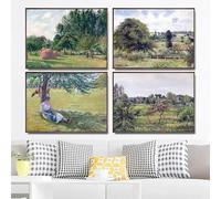 GOSRD Impressions classiques vintage françaises HD sur toile de Camille Pissarro pour décoration de salon et de chambre (30 x 40 cm, 4 pièces)