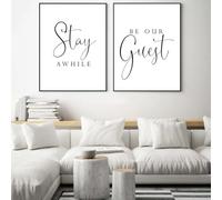 GOSRD Impressions de style nordique sur toile, peinture « Soyez notre invité », art mural sur toile pour salon et chambre à coucher, décoration intérieure (50 x 70 cm, 2 pièces)